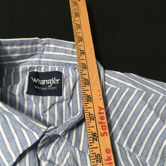 #N Wrangler Western Shirt Pearl Snap Button Up Stripe Double Pockets Long Sleeve - Picture 5 of 7